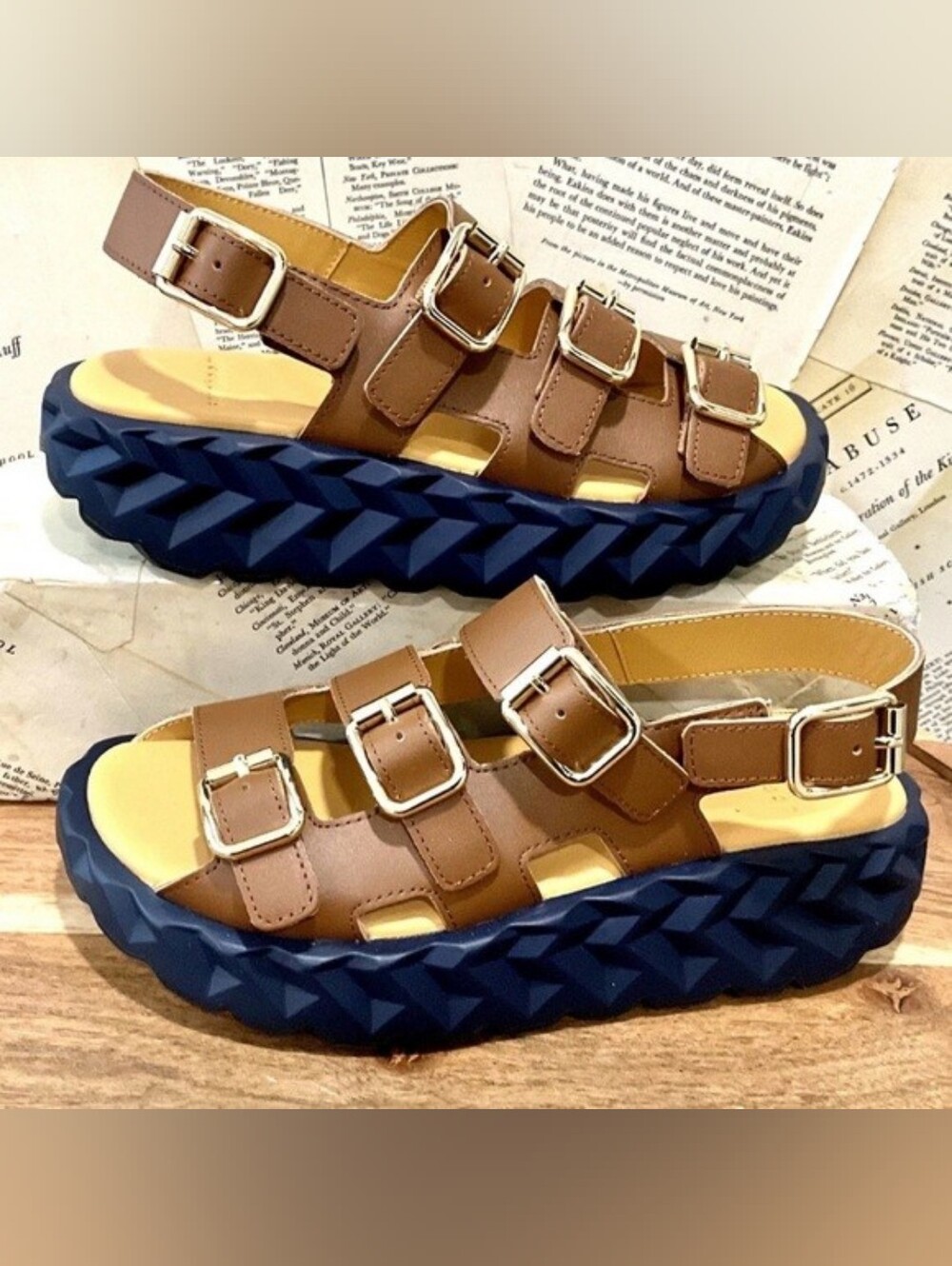 4CCCCEES Jabara Hash Sandals Brown Leather